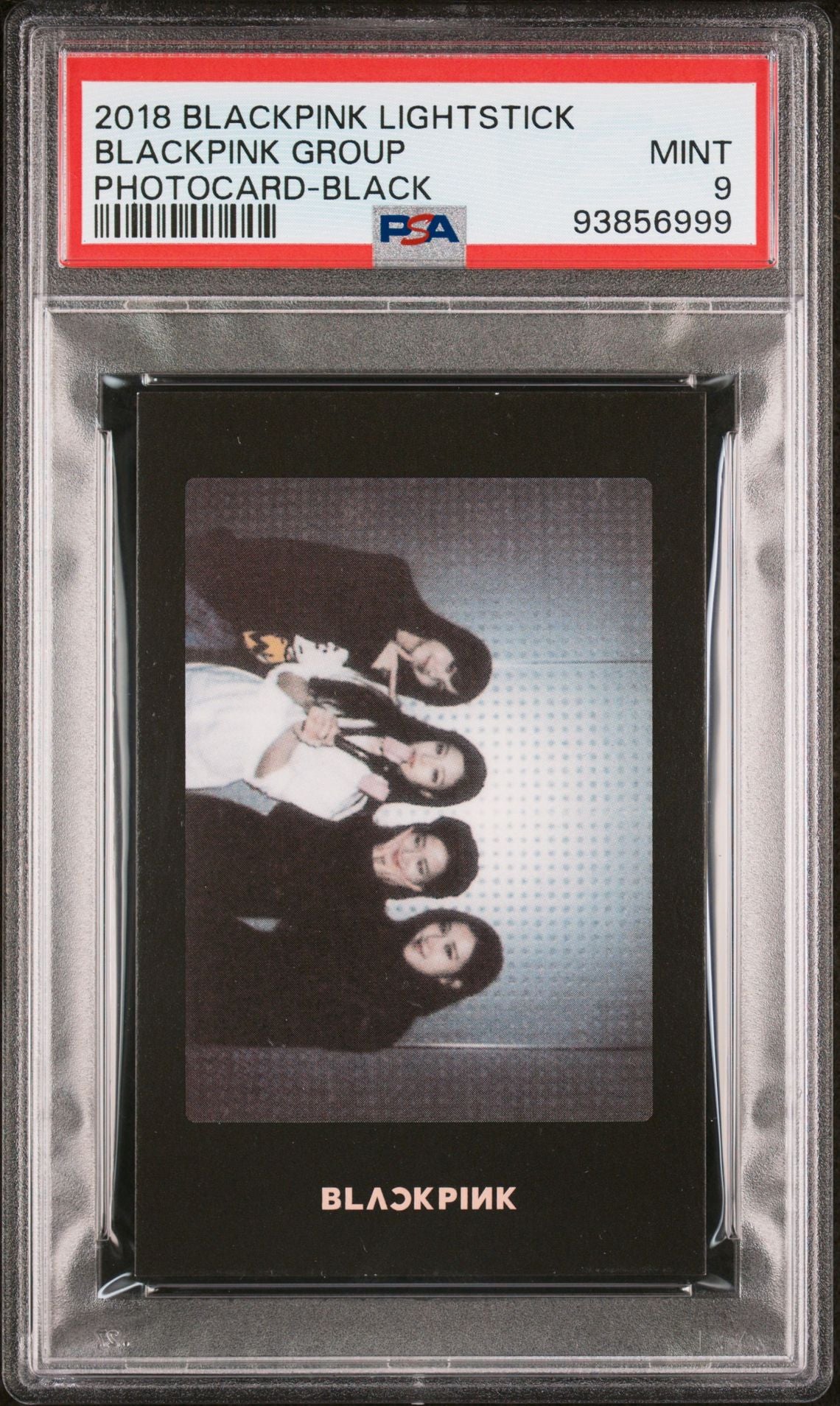 2018 BLACKPINK LIGHTSTICK BLACK VERSION GROUP PHOTOCARD
MINT PSA 9