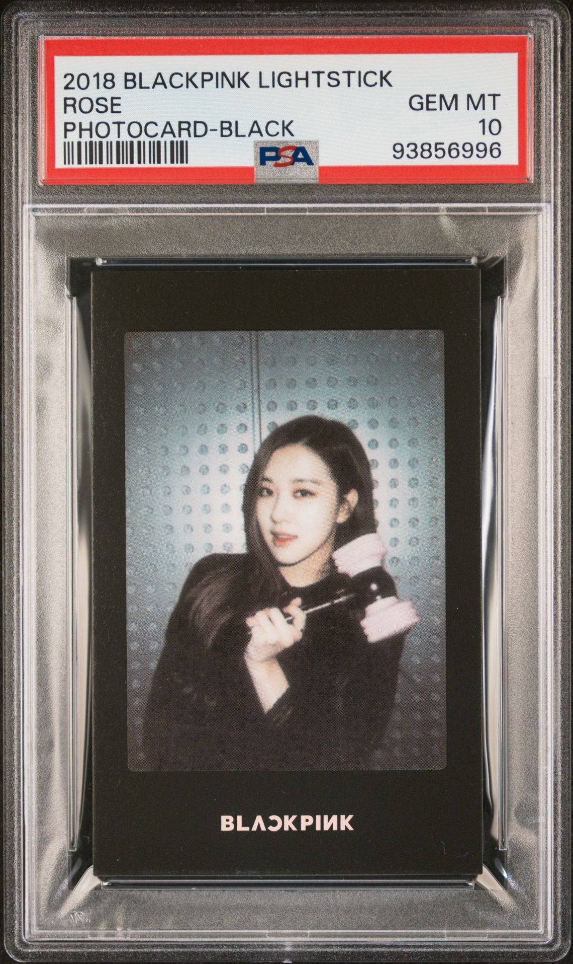 2018 BLACKPINK LIGHTSTICK BLACK VERSION ROSE PHOTOCARD GEM MINT PSA 10