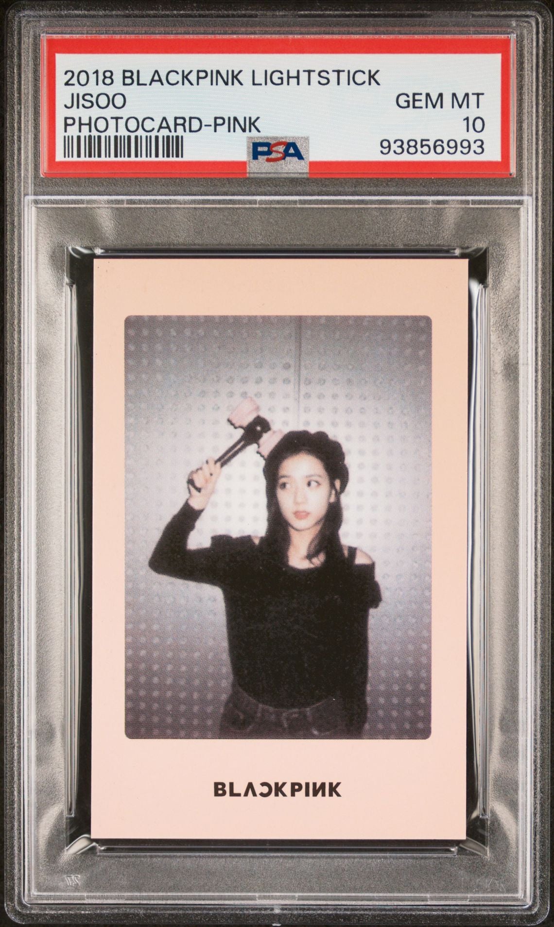 2018 BLACKPINK LIGHTSTICK PINK VERSION JISOO PHOTOCARD
GEM MINT PSA 10