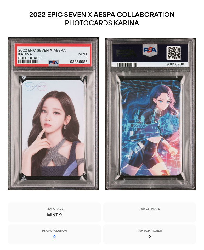 KARINA 2022 EPIC SEVEN X AESPA RARE PHOTOCARD MINT PSA 9
