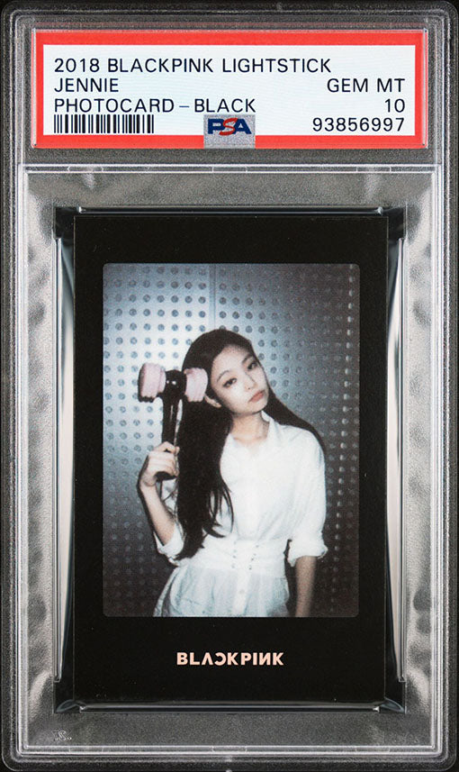 2018 BLACKPINK LIGHTSTICK BLACK VERSION JENNIE PHOTOCARD GEM MINT PSA 10