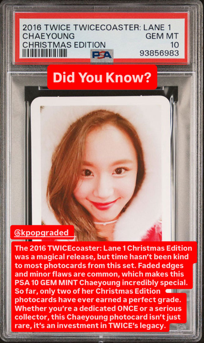 CHAEYOUNG 2016 TWICE TWICECOASTER: LANE 1 CHRISTMAS EDITION PHOTOCARD GEM MINT PSA 10