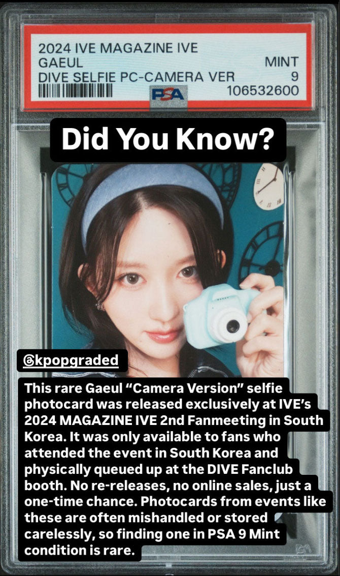 GAEUL 2024 IVE 2ND FANMEETING MAGAZINE DIVE FANCLUB BOOTH SPECIAL SELFIE PHOTOCARD CAMERA VERSION MINT PSA 9