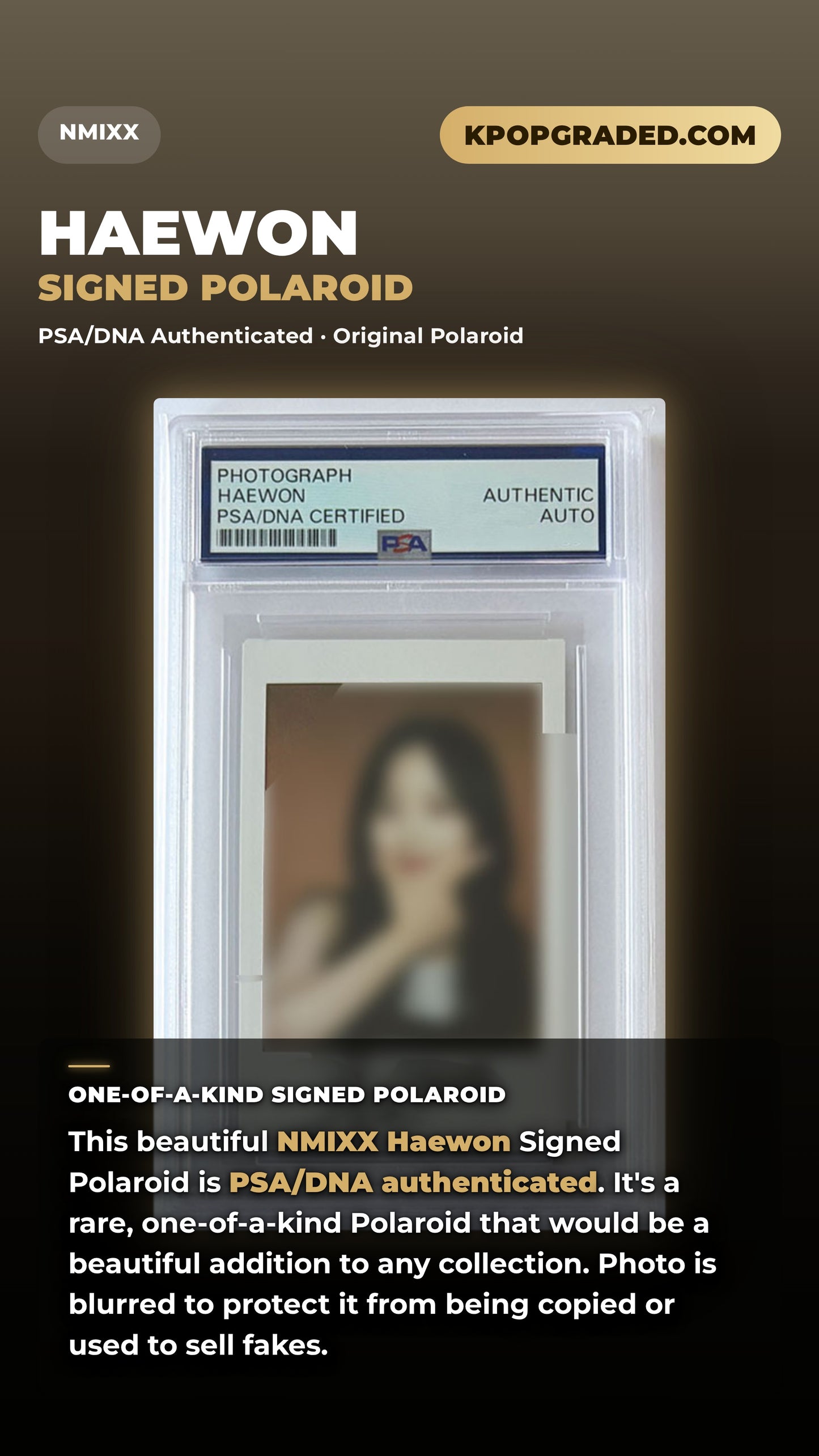 HAEWON NMIXX HAND-SIGNED ONE-OF-A-KIND POLAROID PSA/DNA AUTHENTICATED!