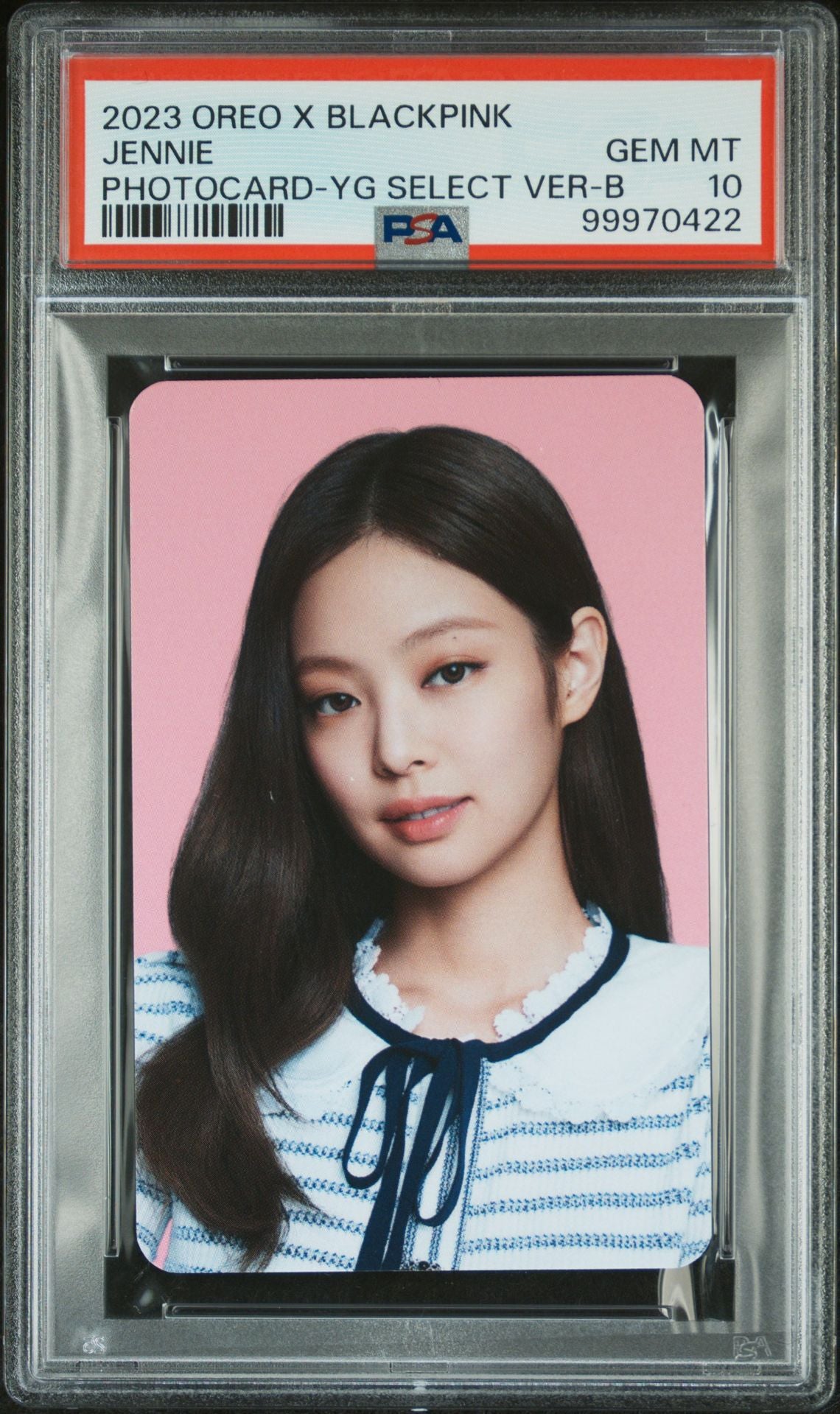 JENNIE 2023 OREO X BLACKPINK YG SELECT EXCLUSIVE PHOTOCARD VERSION B GEM MINT PSA 10