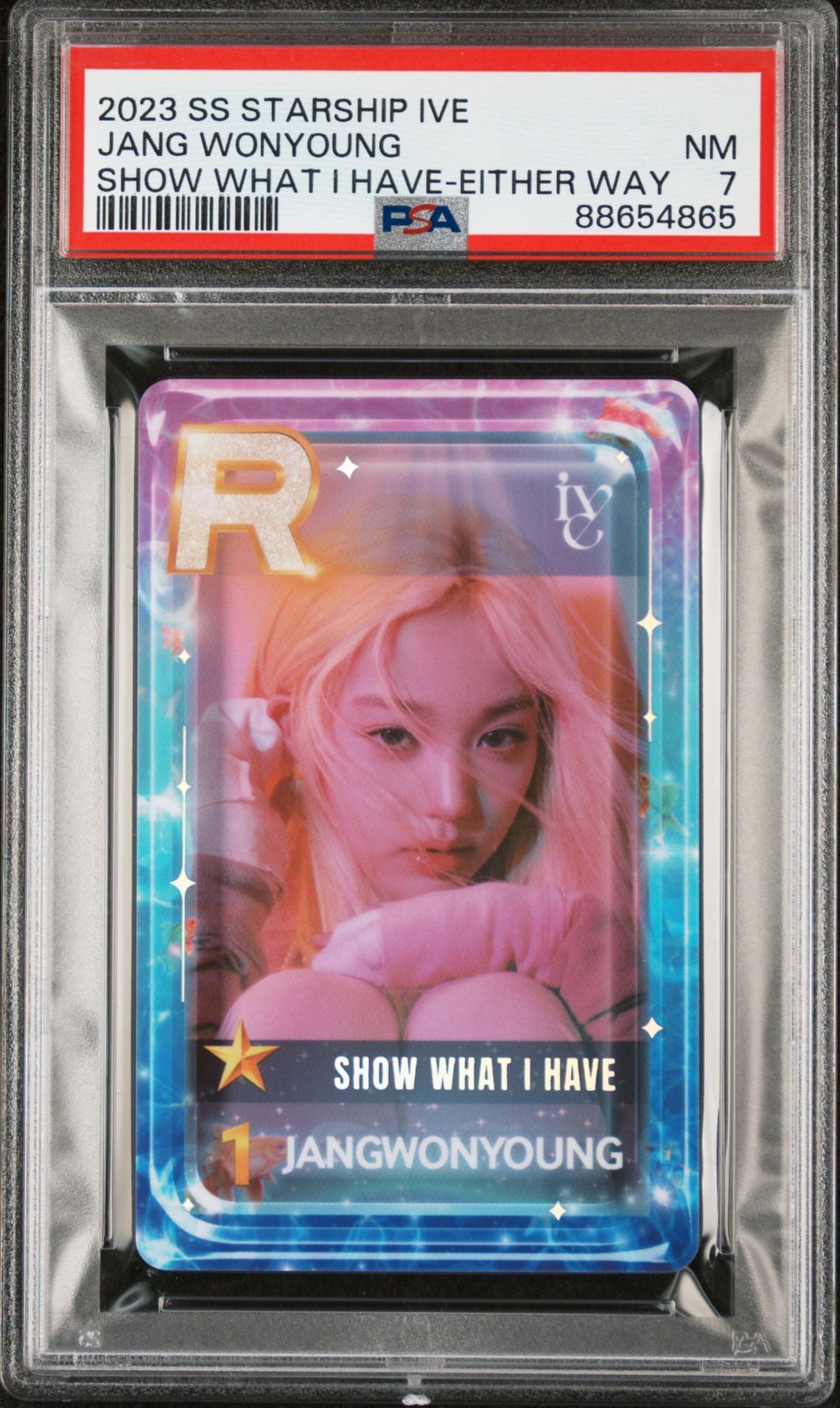 2023 SS STARSHIP IVE JANG WONYOUNG SHOW WHAT I HAVE-EITHER WAY PHOTOCARD NEAR MINT PSA 7