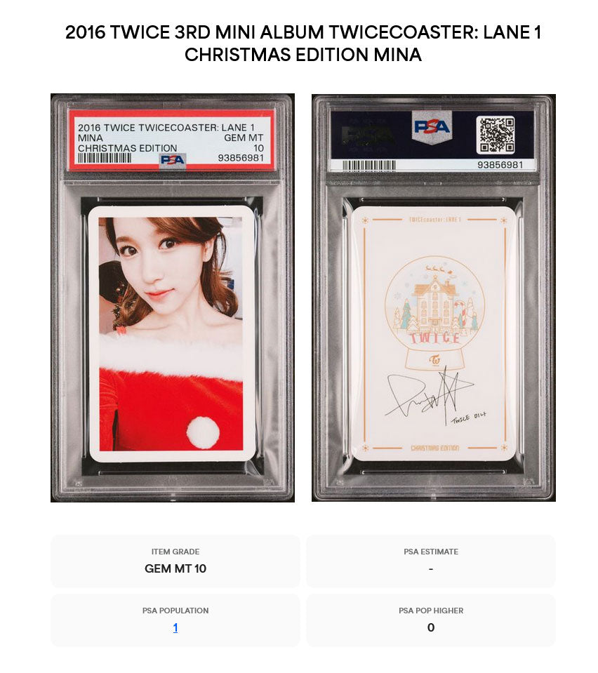 MINA 2016 TWICE TWICECOASTER: LANE 1 CHRISTMAS EDITION PHOTOCARD GEM MINT PSA 10