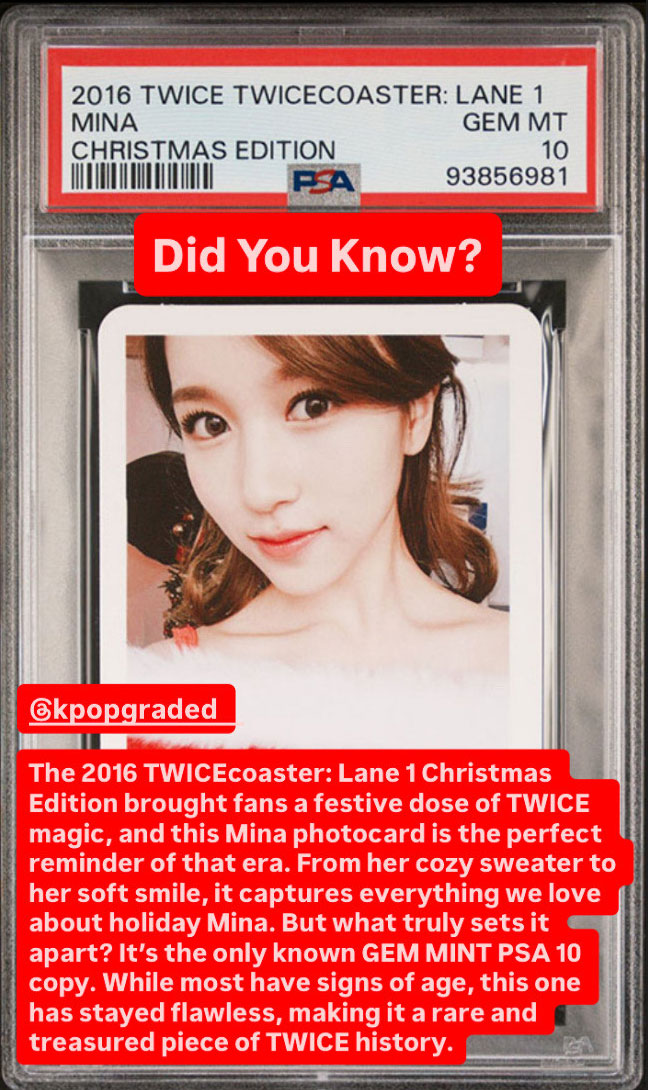 MINA 2016 TWICE TWICECOASTER: LANE 1 CHRISTMAS EDITION PHOTOCARD GEM MINT PSA 10