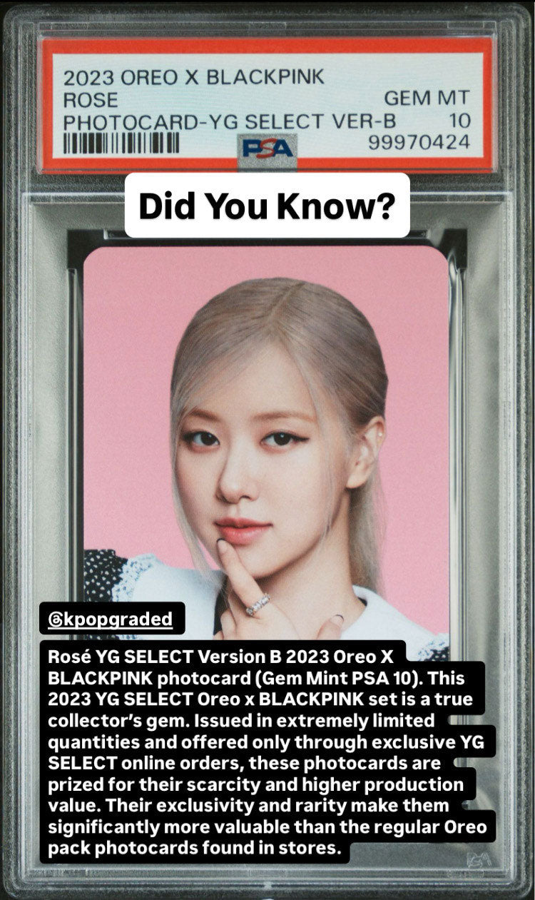 ROSÉ 2023 OREO X BLACKPINK YG SELECT EXCLUSIVE PHOTOCARD VERSION B GEM MINT PSA 10