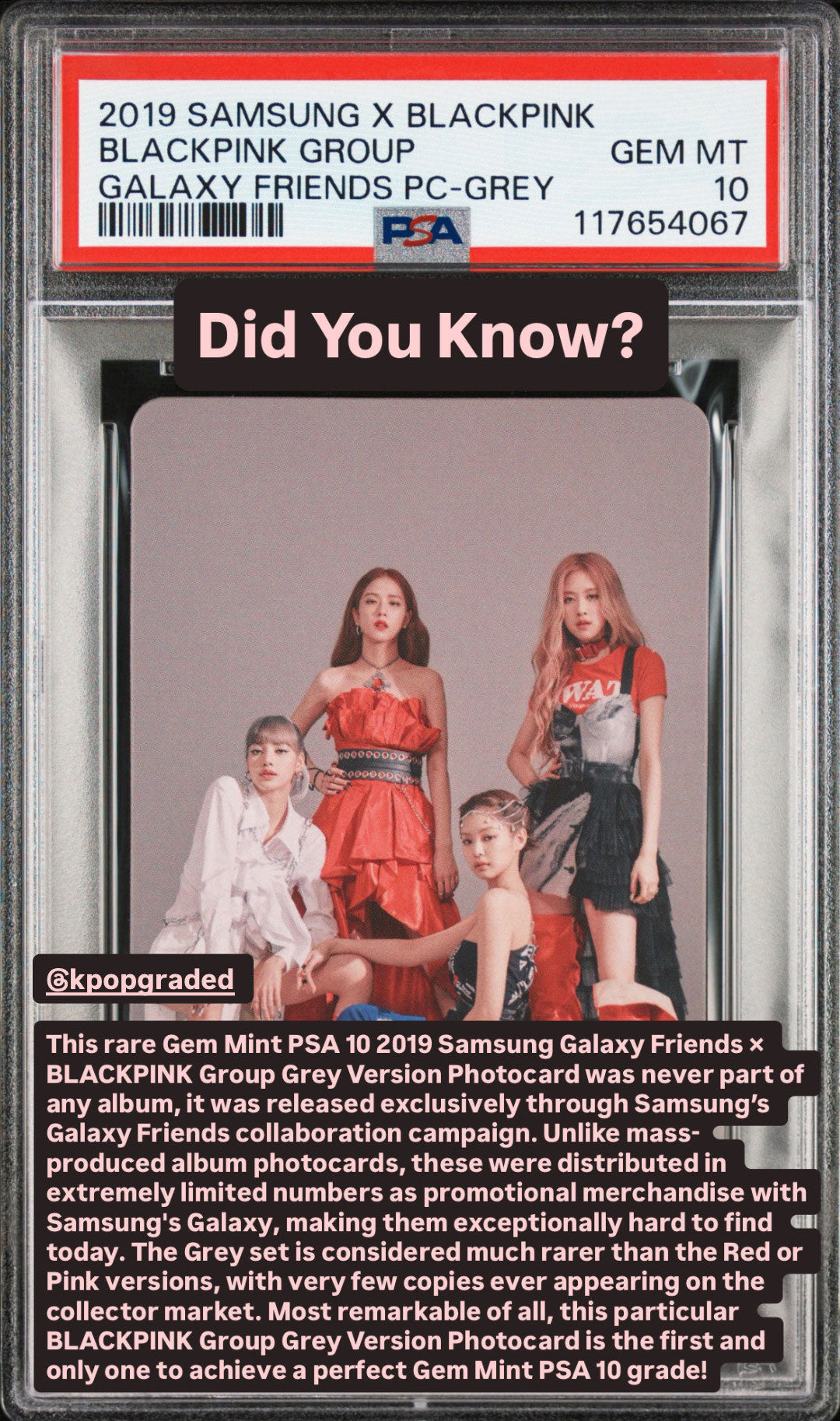 Trading card featuring Blackpink group with Samsung branding