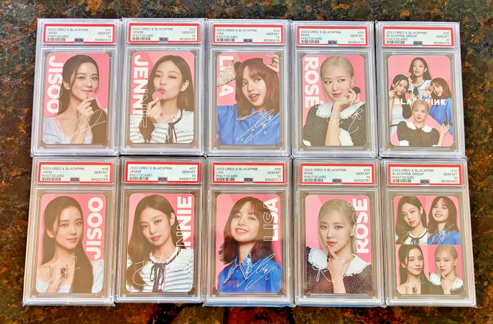 2023 OREO X BLACKPINK PHOTOCARDS COMPLETE SET ALL GEM MINT PSA 10