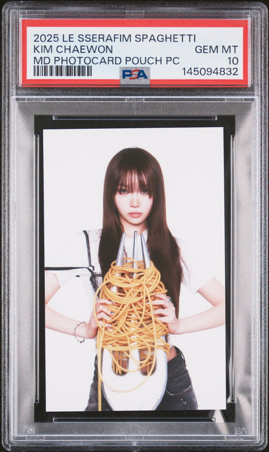 KIM CHAEWON 2025 LE SSERAFIM 1ST SINGLE ALBUM SPAGHETTI OFFICIAL MERCHANDISE POUCH PHOTOCARD GEM MINT PSA 10