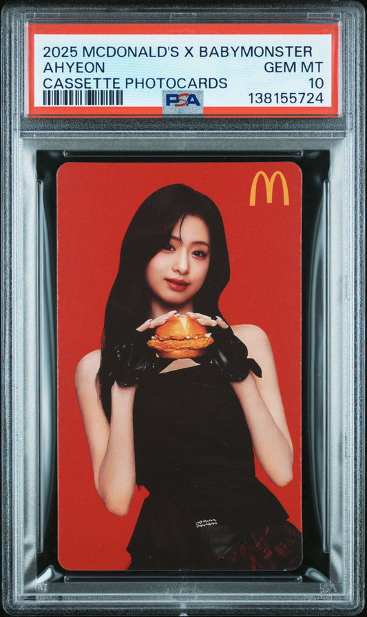 AHYEON 2025 MCDONALD'S X BABYMONSTER CASSETTE PHOTOCARD GEM MINT PSA 10