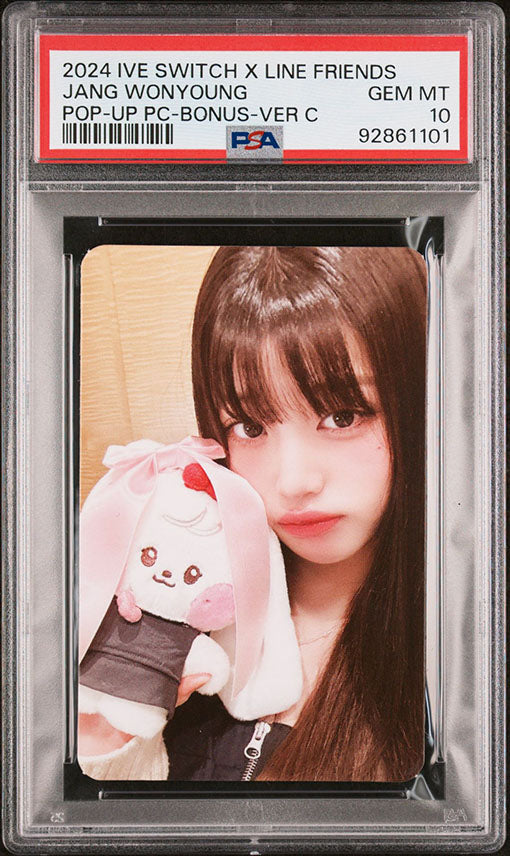 2024 IVE SWITCH X LINE FRIENDS POP UP BONUS JANG WONYOUNG PHOTOCARD GEM MINT PSA 10
