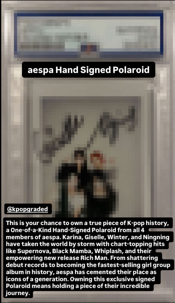 AESPA SIGNED ORIGINAL "ONE-OF-A-KIND" POLAROID PSA/DNA CERTIFIED!