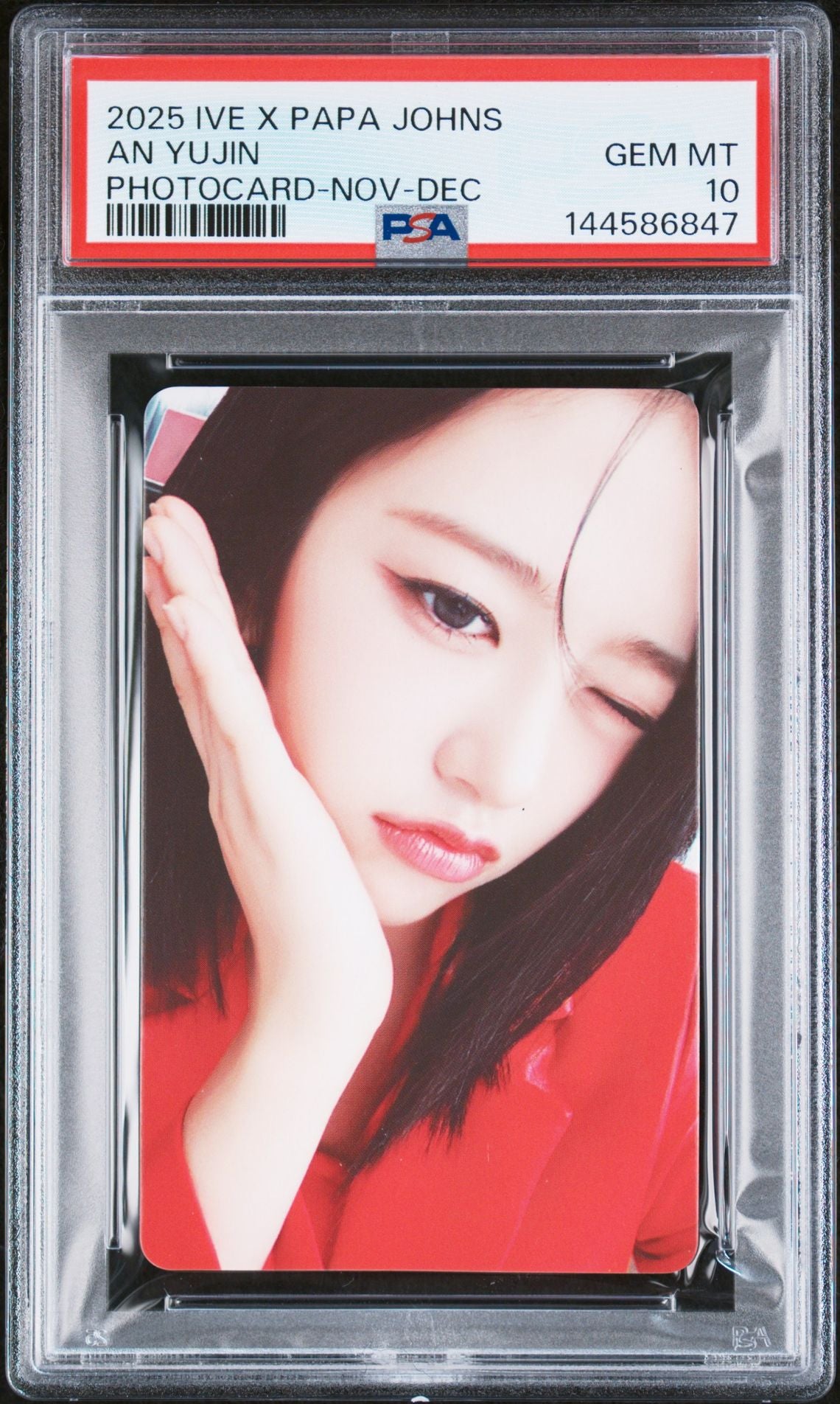 AN YUJIN IVE X PAPA JOHNS LIMITED EDITION PHOTOCARD NOVEMBER-DECEMBER 2025 GEM MINT PSA 10