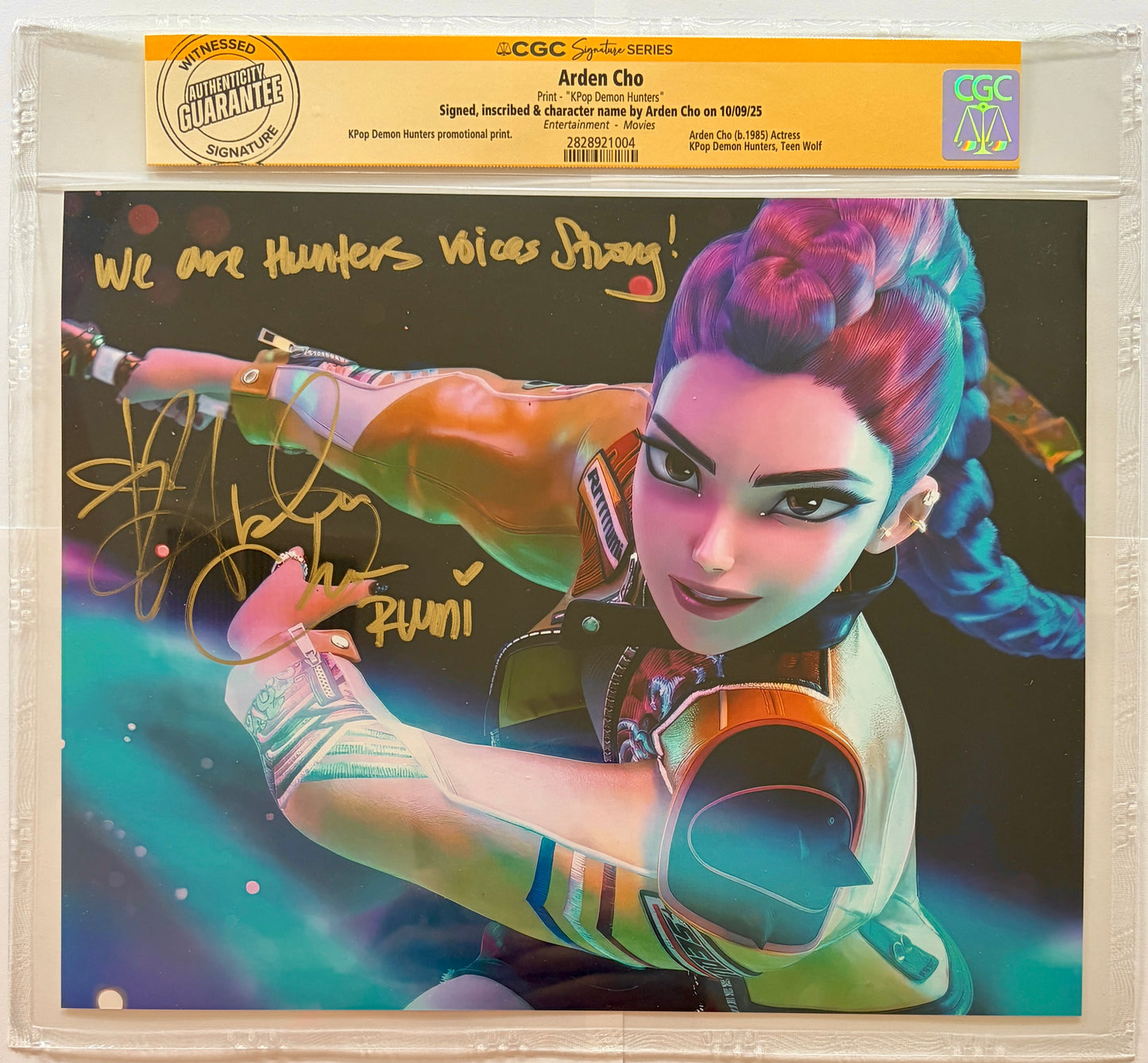 ARDEN CHO AUTOGRAPHED 8×10 PHOTO CGC AUTHENTICATED | RUMI K-POP DEMON HUNTERS | HAND-SIGNED WITH HANDWRITTEN QUOTE | NETFLIX