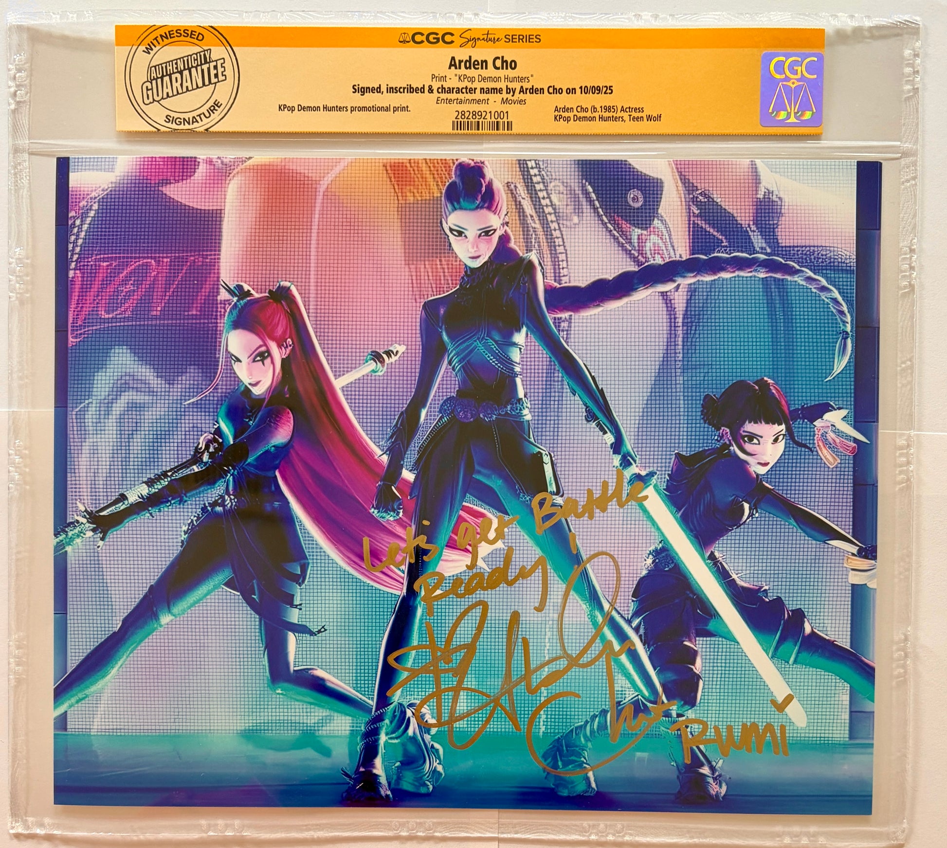 ARDEN CHO – RUMI FROM K-POP DEMON HUNTERS – CGC AUTHENTICATED HAND-SIGNED 8×10 "LET'S GET BATTLE READY!"