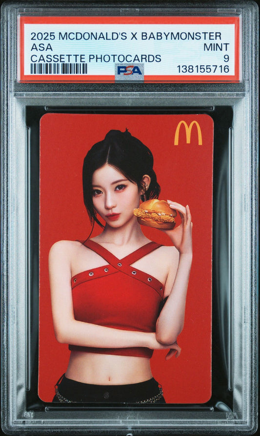 ASA MCDONALD'S X BABYMONSTER CASSETTE PHOTOCARD MINT PSA 9