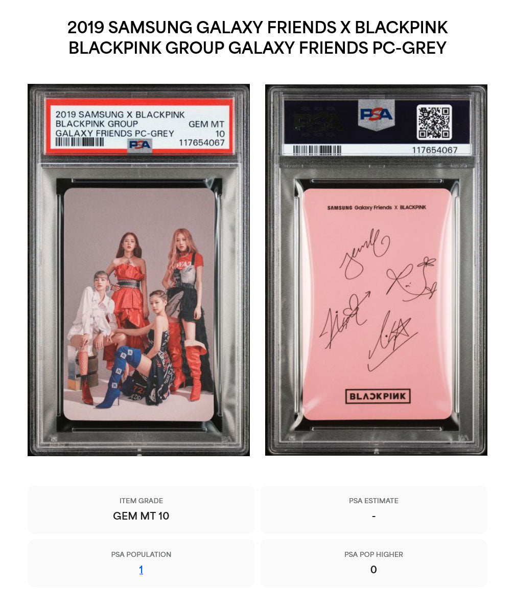 SAMSUNG GALAXY FRIENDS X BLACKPINK BLACKPINK GROUP GALAXY FRIENDS PC-GREY VERSION GEM MINT PSA 10