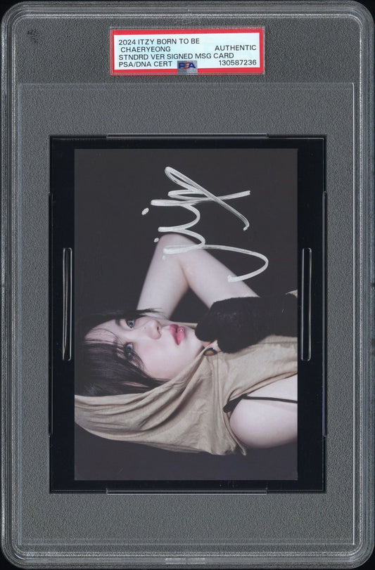 CHAERYEONG 2024 ITZY 8TH MINI ALBUM BORN TO BE SIGNED MESSAGE CARDS PSA/DNA AUTHENTICATED