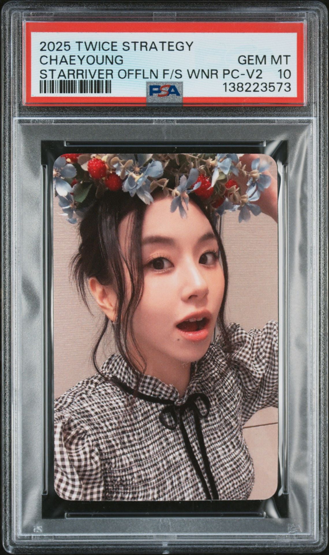 CHAEYOUNG 2025 TWICE 14TH MINI ALBUM STRATEGY STARRIVER OFFLINE FANSIGN WINNER BONUS SELFIE PHOTOCARDS VERSION 2 GEM MINT PSA 10
