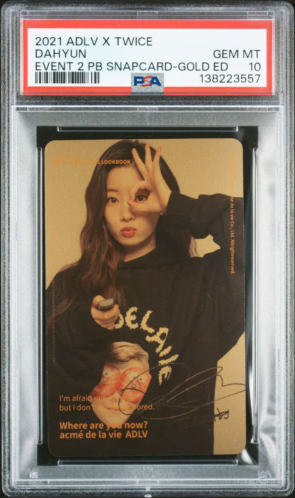 DAHYUN GOLD EDITION 2021 ACME DE LA VIE ADLV GOLD X TWICE EVENT 2 PURCHASE BONUS SNAPCARD GEM MINT PSA 10 
