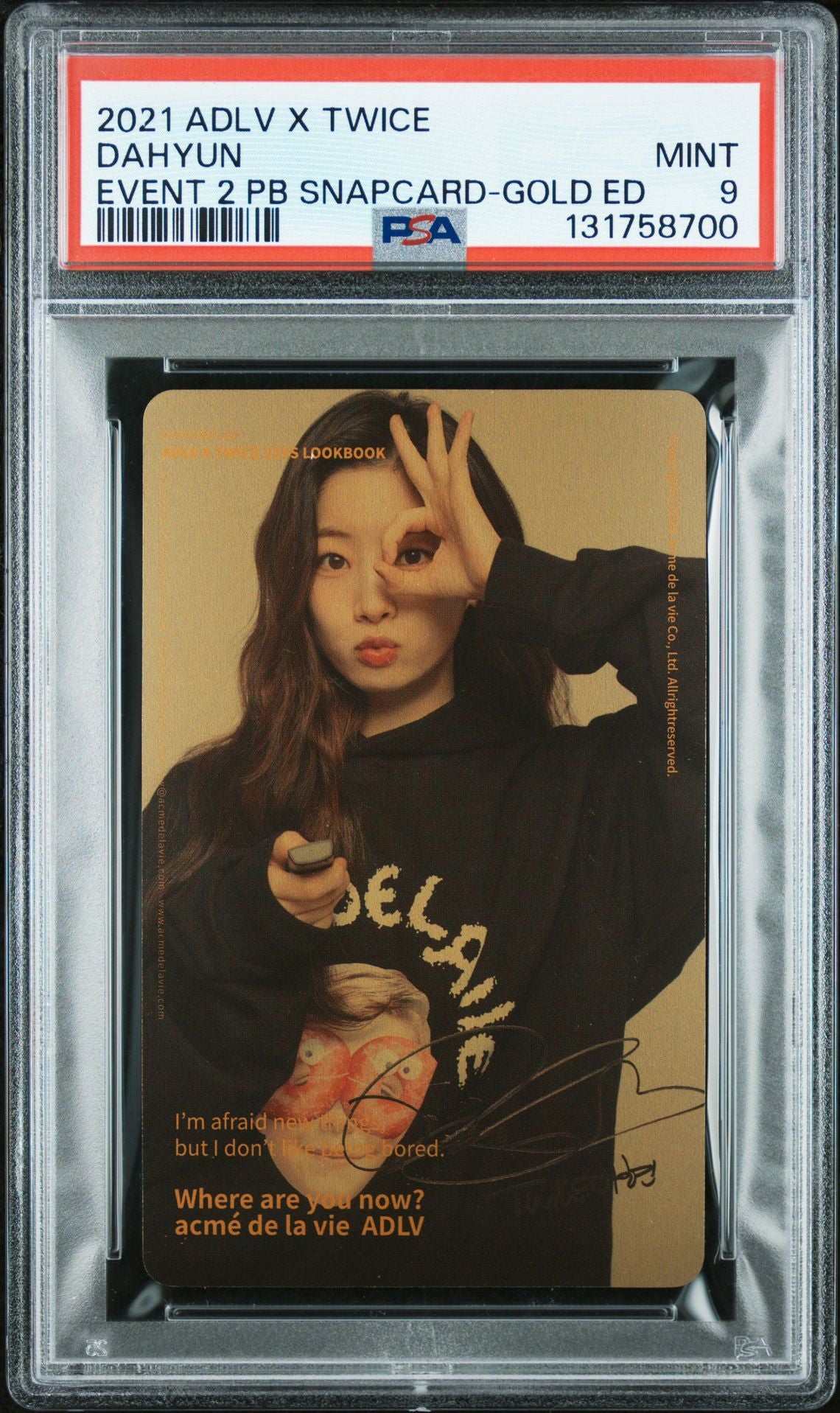 DAHYUN TWICE 2021 ADLV X TWICE EVENT 2 PURCHASE BONUS-GOLD EDITION MINT PSA 9