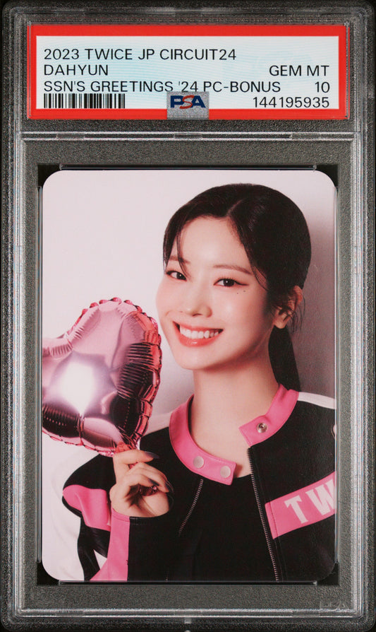 DAHYUN TWICE JP CIRCUIT 24 SEASON'S GREETINGS 2024 BONUS PHOTOCARD GEM MINT PSA 10