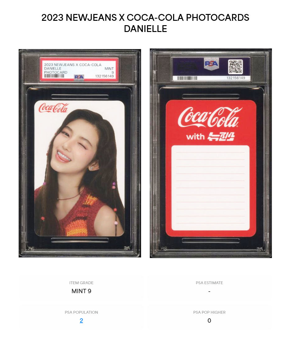 DANIELLE 2023 NEWJEANS X COCA-COLA PHOTOCARDS MINT PSA 9