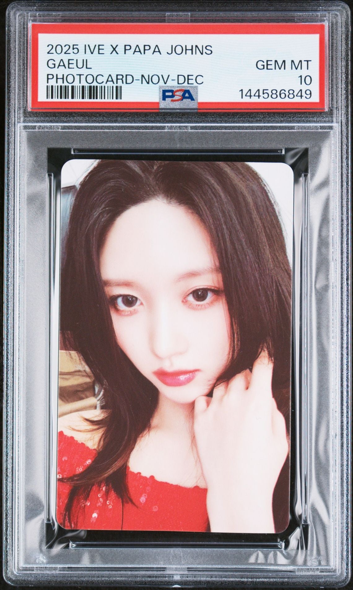 GAEUL IVE X PAPA JOHNS LIMITED EDITION PHOTOCARD NOVEMBER-DECEMBER 2025 GEM MINT PSA 10