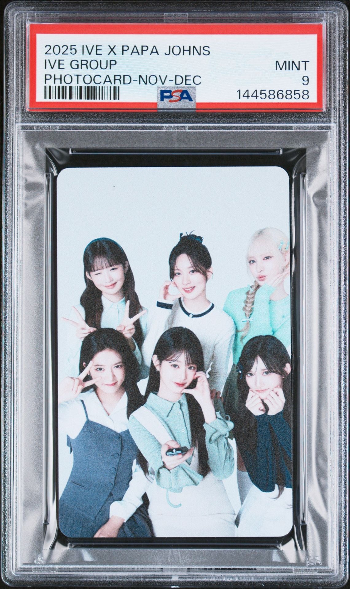 GROUP IVE X PAPA JOHNS LIMITED EDITION PHOTOCARD NOVEMBER-DECEMBER 2025 MINT PSA 9 