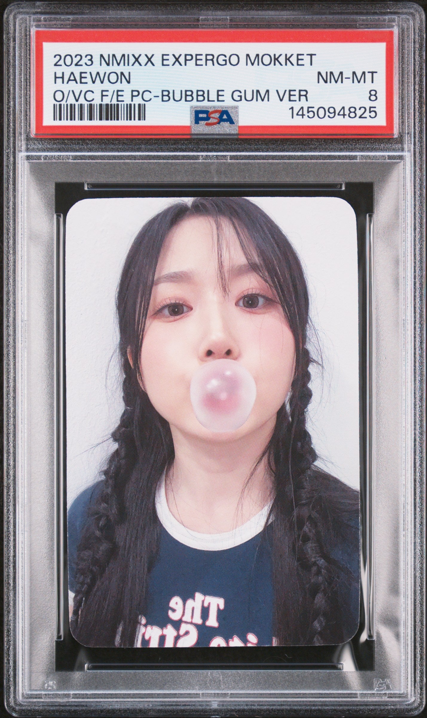 HAEWON NMIXX 1ST EP EXPERGO MOKKET VIDEO CALL & OFF-LINE FANSIGN EVENT BUBBLE GUM VER. NEAR MINT - MINT PSA 8