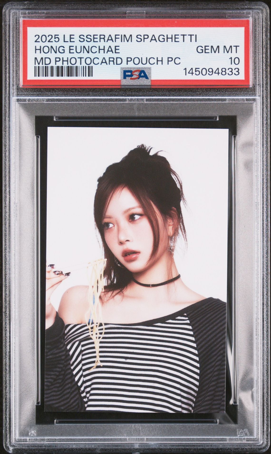 HONG EUNCHAE 2025 LE SSERAFIM 1ST SINGLE ALBUM SPAGHETTI OFFICIAL MERCHANDISE POUCH PHOTOCARD GEM MINT PSA 10