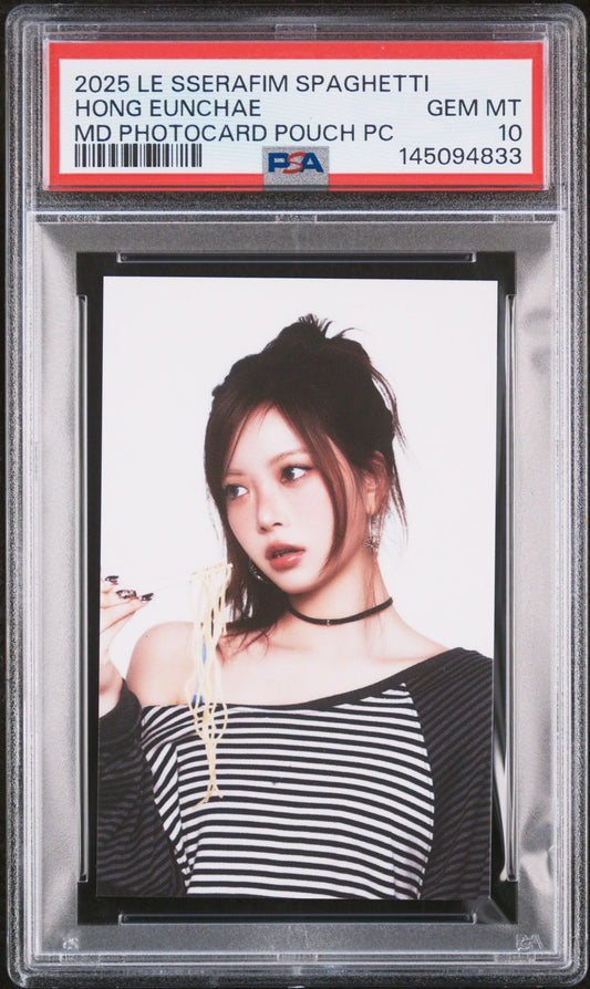 HONG EUNCHAE 2025 LE SSERAFIM 1ST SINGLE ALBUM SPAGHETTI OFFICIAL MERCHANDISE POUCH PHOTOCARD GEM MINT PSA 10