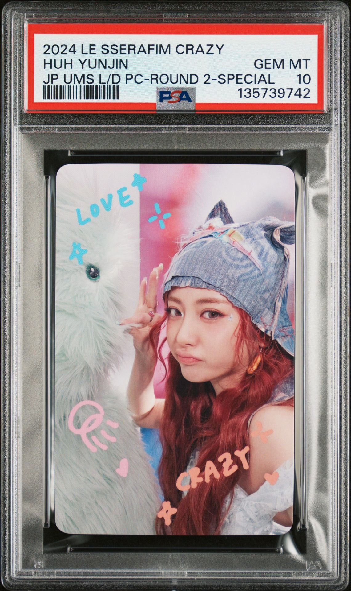 HUH YUNJIN 2024 LE SSERAFIM CRAZY JAPAN 3RD SINGLE UNIVERSAL MUSIC STORE LUCKY DRAW PHOTOCARDS ROUND 2-SPECIAL GEM MINT PSA 10
