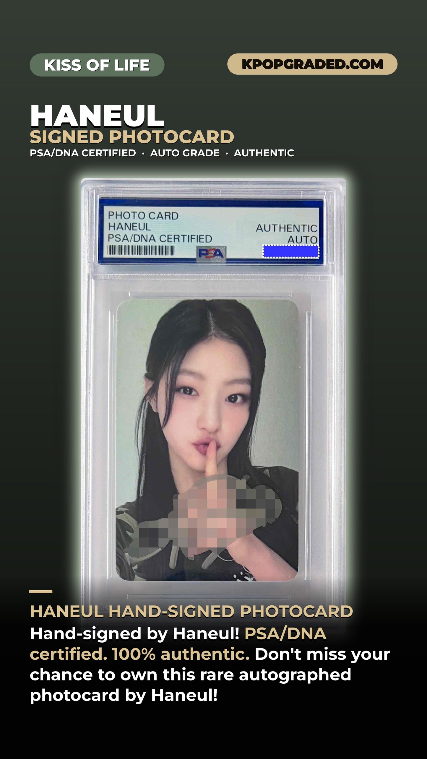 HANEUL KISS OF LIFE HAND-SIGNED PHOTOCARD PSA/DNA CERTIFIED