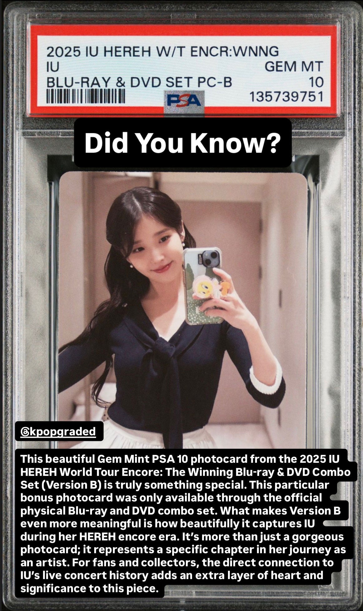 IU HEREH WORLD TOUR CONCERT ENCORE: THE WINNING BLU-RAY & DVD SET PHOTOCARDS IU VERSION A & B