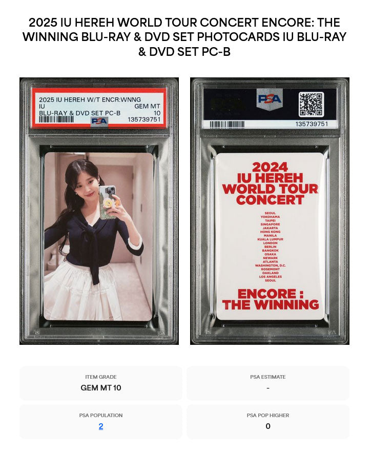 IU HEREH WORLD TOUR CONCERT ENCORE: THE WINNING BLU-RAY & DVD SET PHOTOCARDS IU VERSION A & B