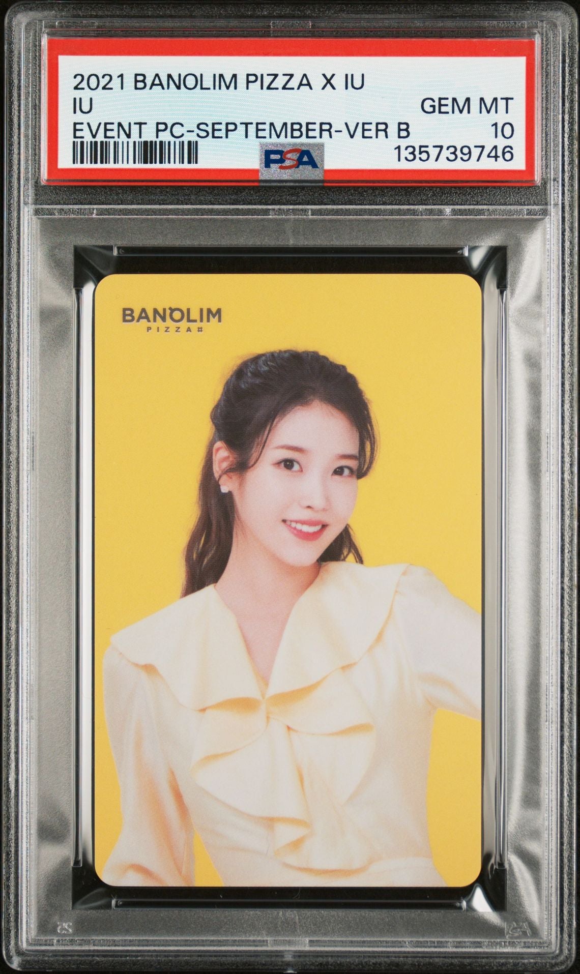 IU 2021 BANOLIM PIZZA X IU EVENT PHOTOCARDS IU SEPTEMBER-VERSION B GEM MINT PSA 10