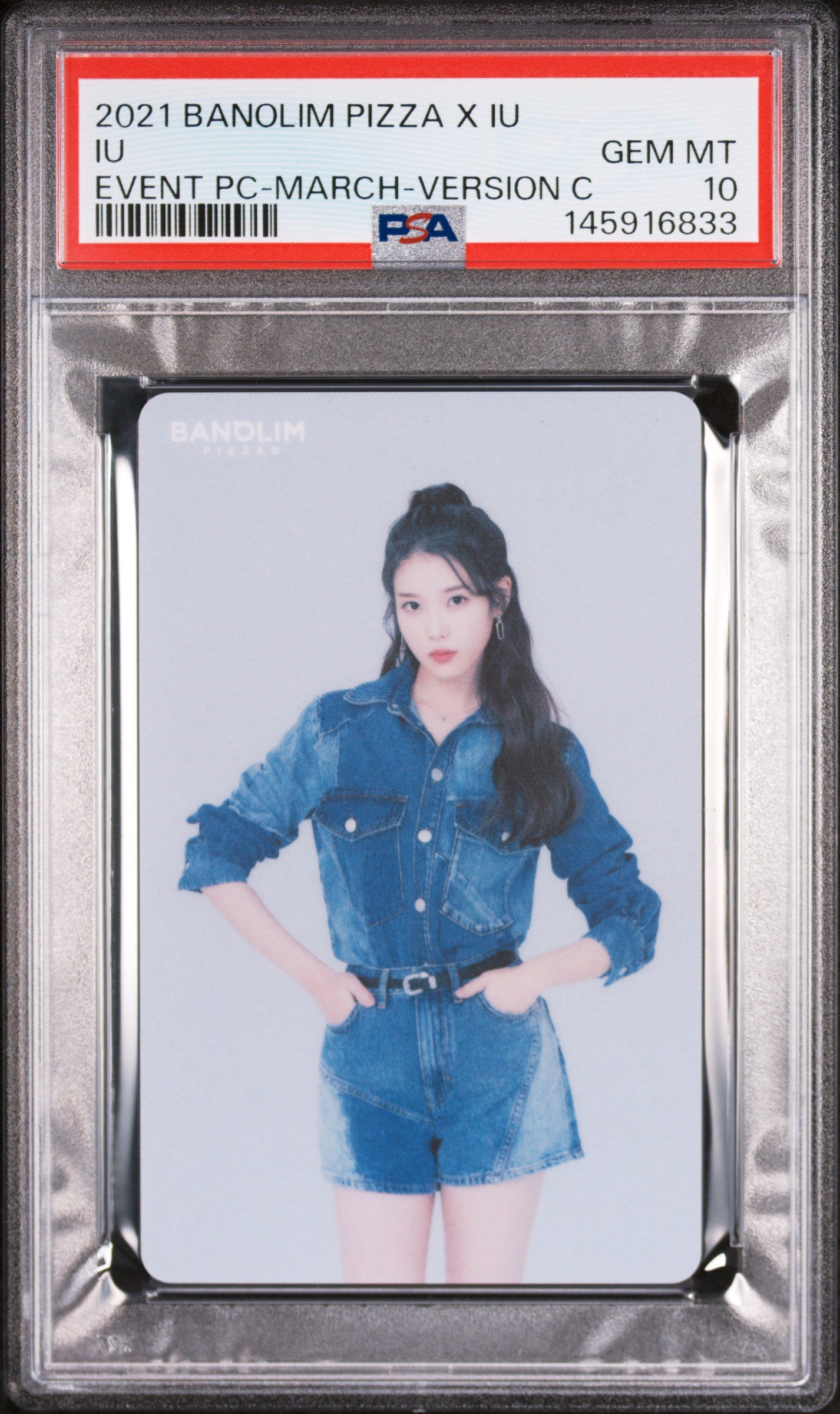 IU 2021 BANOLIM PIZZA X IU EVENT PHOTOCARD MARCH VERSION C GEM MINT PSA 10