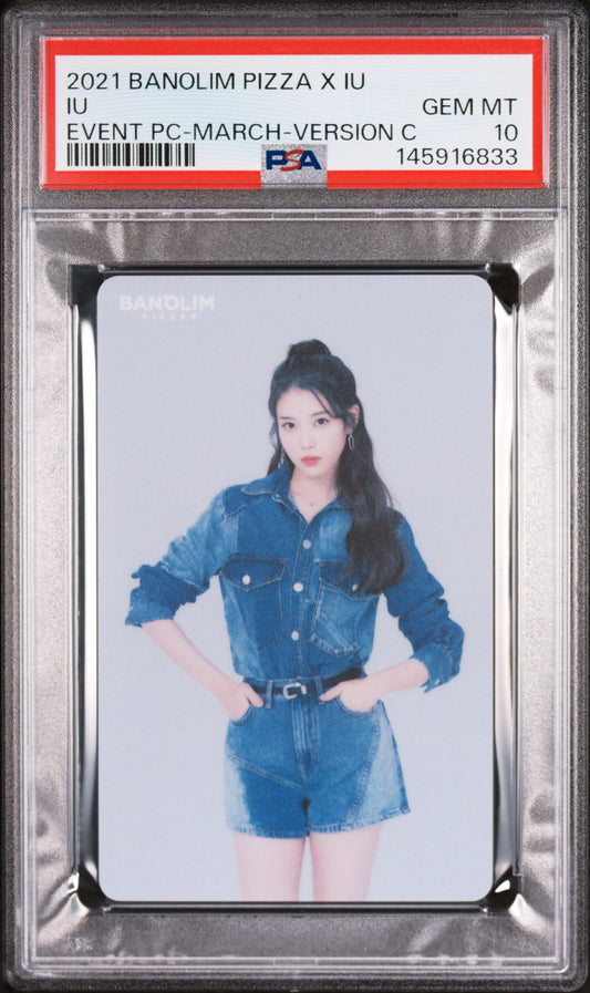 IU 2021 BANOLIM PIZZA X IU EVENT PHOTOCARD MARCH VERSION C GEM MINT PSA 10