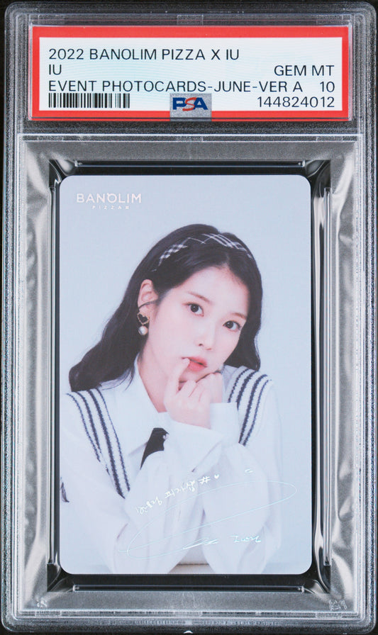 IU 2022 BANOLIM PIZZA X IU EVENT PHOTOCARD JUNE VERSION A GEM MINT PSA 10