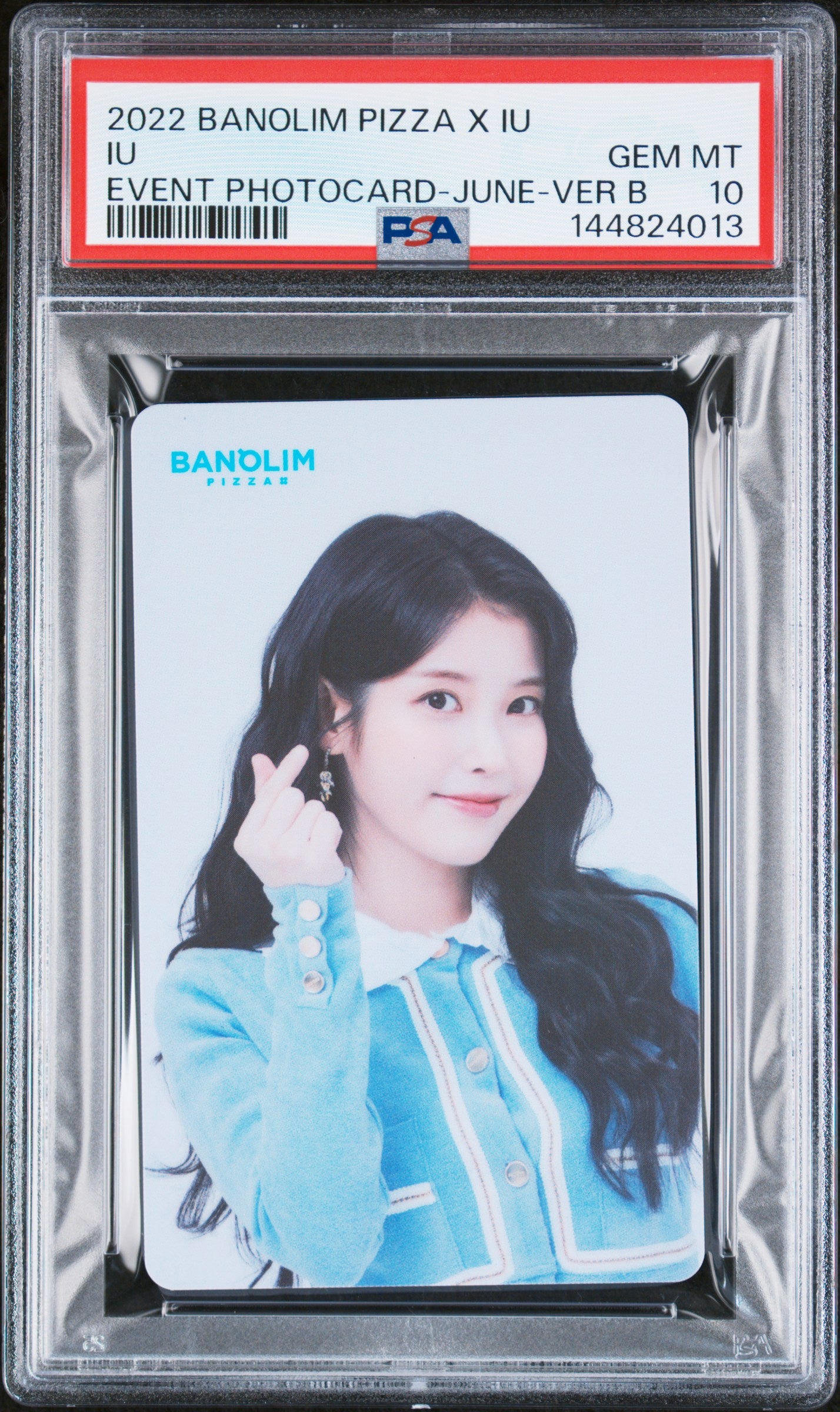 IU 2022 BANOLIM PIZZA X IU EVENT PHOTOCARD JUNE VERSION B GEM MINT PSA 10