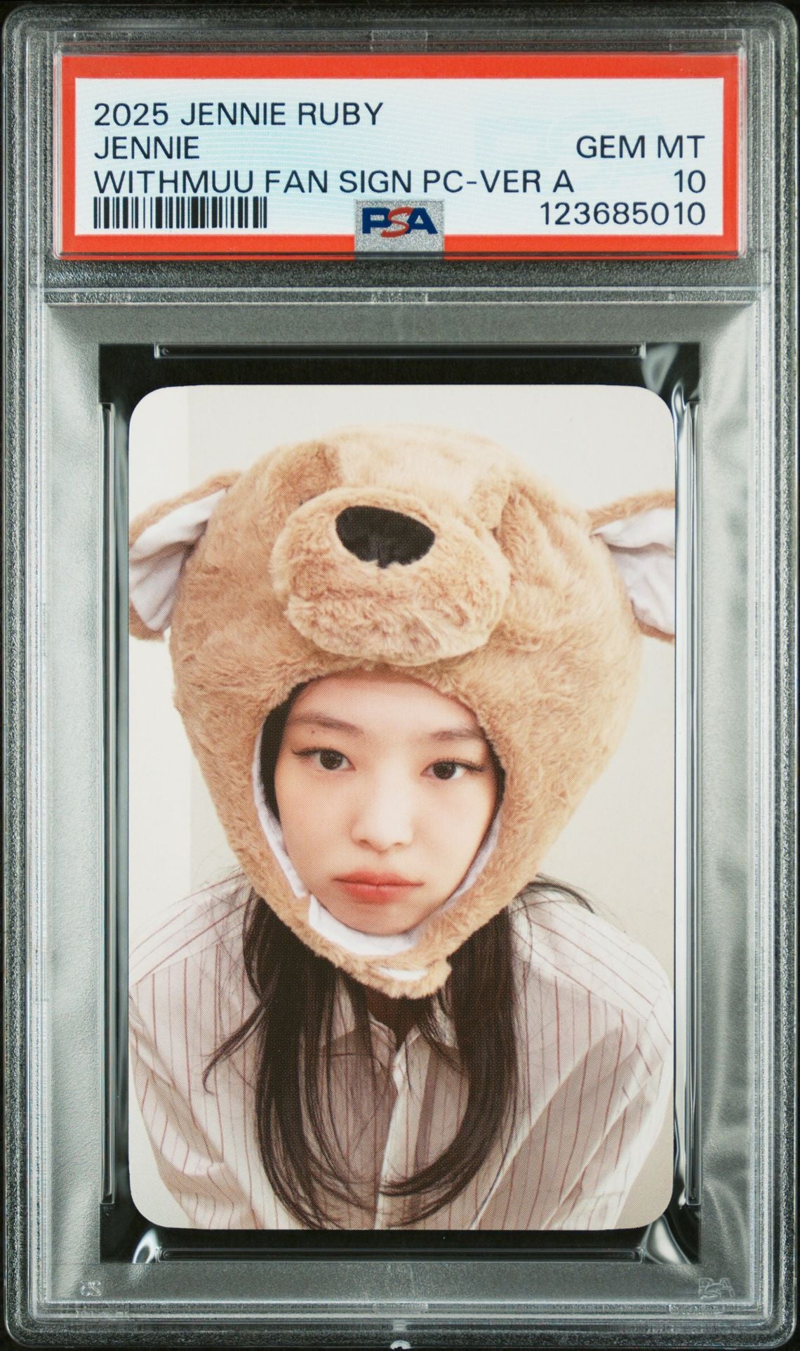 JENNIE 1ST STUDIO ALBUM RUBY WITHMUU FAN SIGN EVENT PHOTOCARDS JENNIE WITHMUU FAN SIGN PC-VER AGEM MINT PSA 10