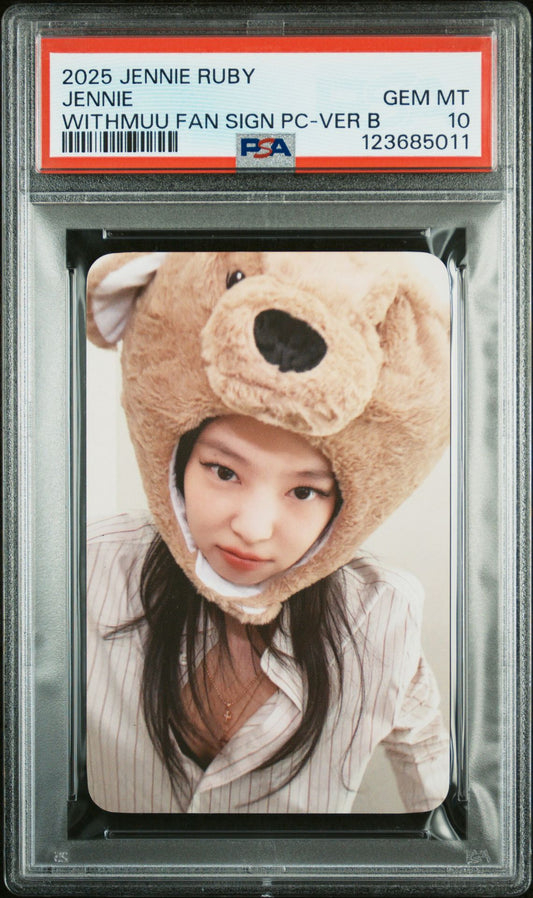 JENNIE 1ST STUDIO ALBUM RUBY WITHMUU FAN SIGN EVENT PHOTOCARDS JENNIE WITHMUU FAN SIGN PC-VER B GEM MINT PSA 10