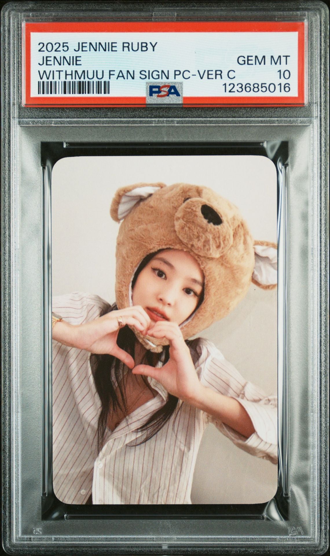 JENNIE 1ST STUDIO ALBUM RUBY WITHMUU FAN SIGN EVENT PHOTOCARDS JENNIE WITHMUU FAN SIGN PC-VER C GEM MINT PSA 10