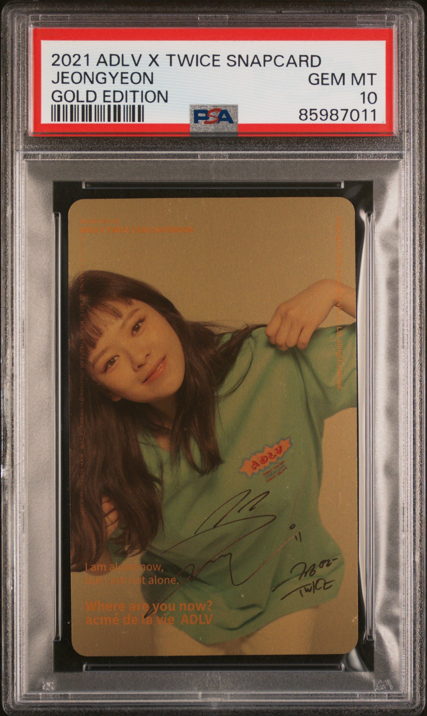 JEONGYEON 2021 TWICE ADLV X SNAPCARD GOLD EDITION PHOTOCARD GEM MINT PSA 10