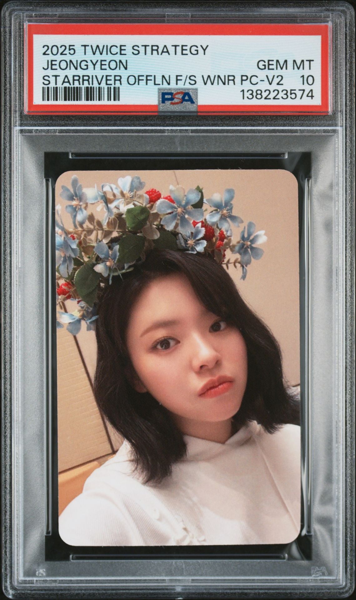 JEONGYEON 2025 TWICE 14TH MINI ALBUM STRATEGY STARRIVER OFFLINE FANSIGN WINNER BONUS SELFIE PHOTOCARDS VERSION 2 GEM MINT PSA 10