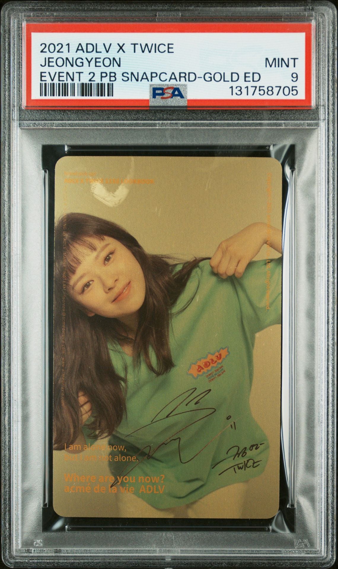 JEONGYEON TWICE 2021 ADLV X TWICE EVENT 2 PURCHASE BONUS-GOLD EDITION MINT PSA 9
